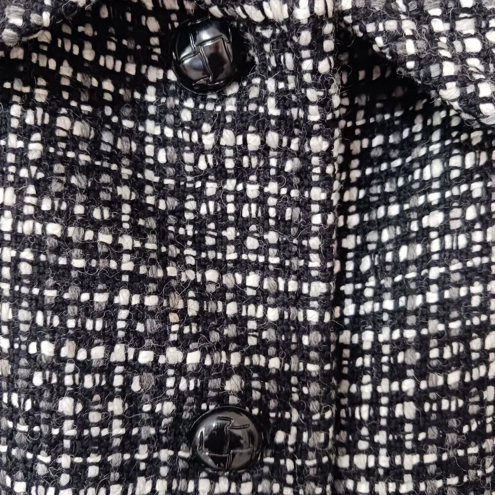 Gap Black White Tweed Coat Large Longline Warm Winter